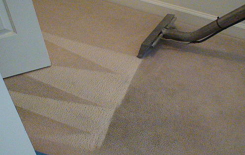 Carpet Wand showing results during cleaning process